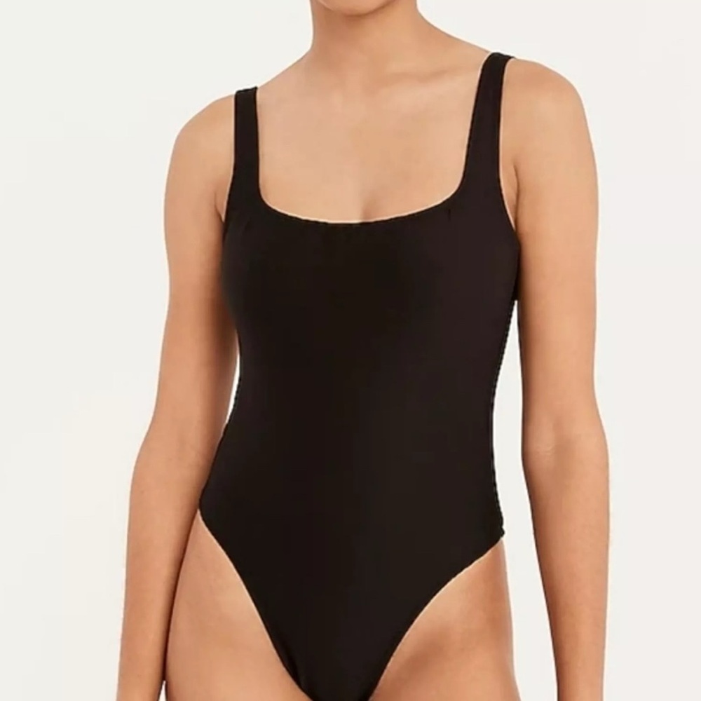 NEW J. Crew Women’s Plus Size 24 Black Ribbed Squareneck One-Piece NWT